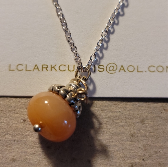 Carnelian Pumpkin 16" chain / pendant - Picture 2 of 3